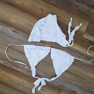 Mossimo Supply Co. White Crochet Bikini Set